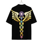 The Seven Chakras Caduceus Print Rayon Hawaiian Shirt