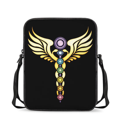 The Seven Chakras Caduceus Print Rectangular Crossbody Bag