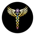 The Seven Chakras Caduceus Print Round Floor Mat
