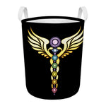 The Seven Chakras Caduceus Print Round Laundry Basket