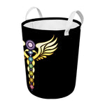 The Seven Chakras Caduceus Print Round Laundry Basket