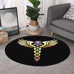 The Seven Chakras Caduceus Print Round Rug