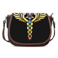 The Seven Chakras Caduceus Print Saddle Bag