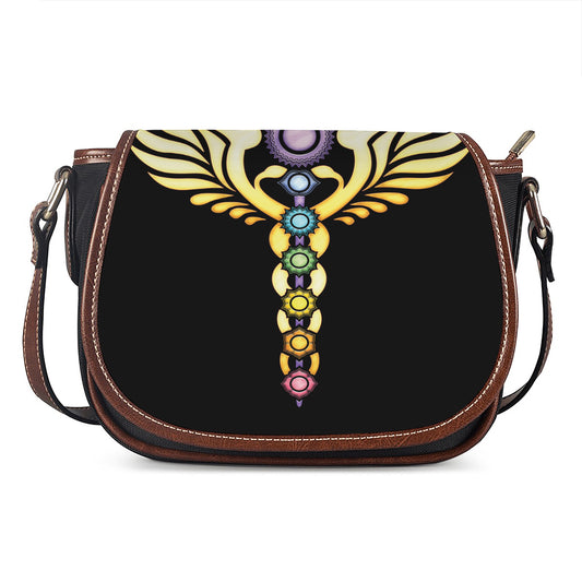The Seven Chakras Caduceus Print Saddle Bag