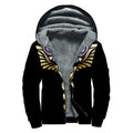 The Seven Chakras Caduceus Print Sherpa Lined Zip Up Hoodie