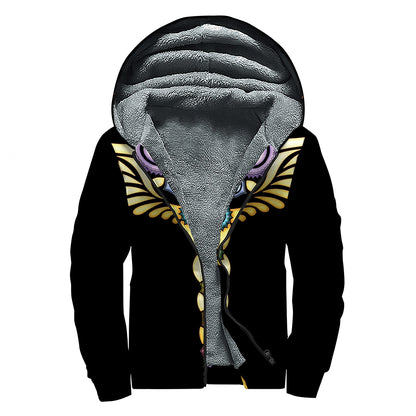 The Seven Chakras Caduceus Print Sherpa Lined Zip Up Hoodie