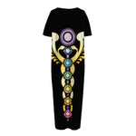 The Seven Chakras Caduceus Print Short Sleeve Long Nightdress