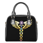 The Seven Chakras Caduceus Print Shoulder Handbag