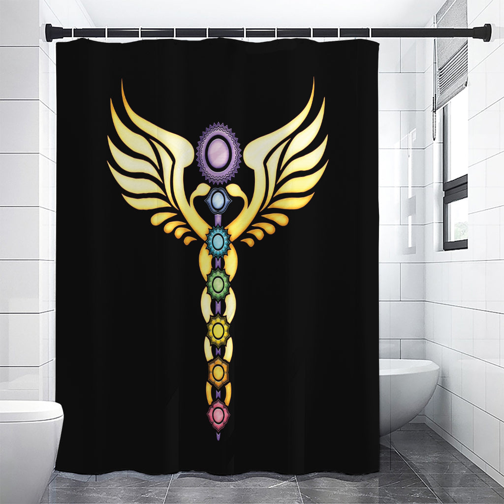 The Seven Chakras Caduceus Print Shower Curtain
