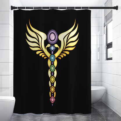 The Seven Chakras Caduceus Print Shower Curtain