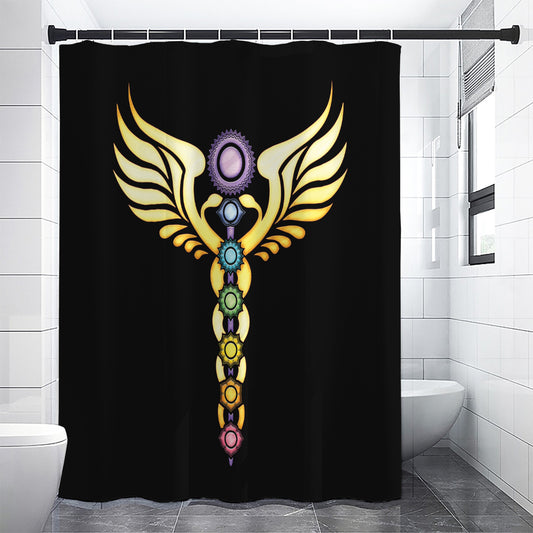 The Seven Chakras Caduceus Print Shower Curtain