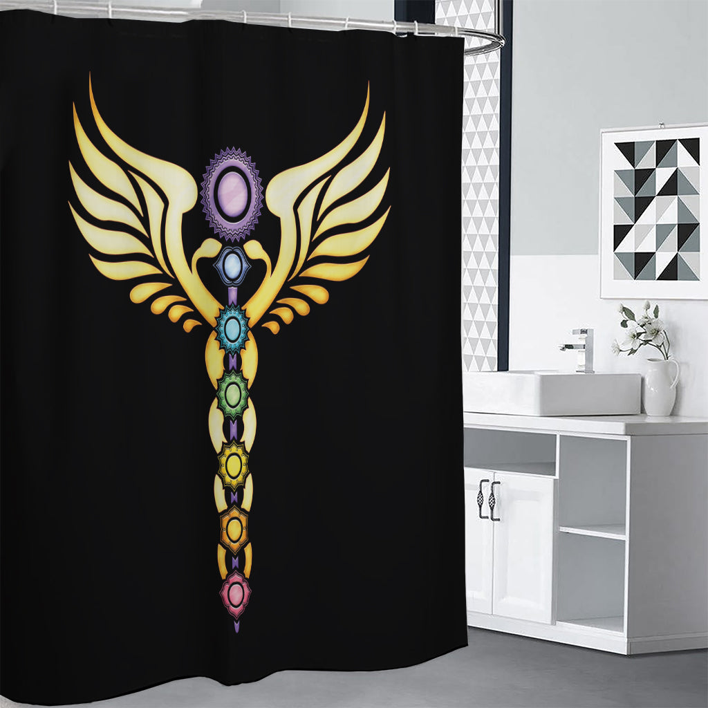 The Seven Chakras Caduceus Print Shower Curtain
