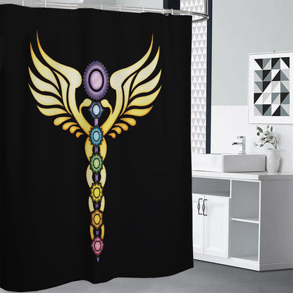 The Seven Chakras Caduceus Print Shower Curtain