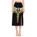 The Seven Chakras Caduceus Print Side Slit Midi Skirt