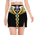 The Seven Chakras Caduceus Print Side Slit Mini Skirt