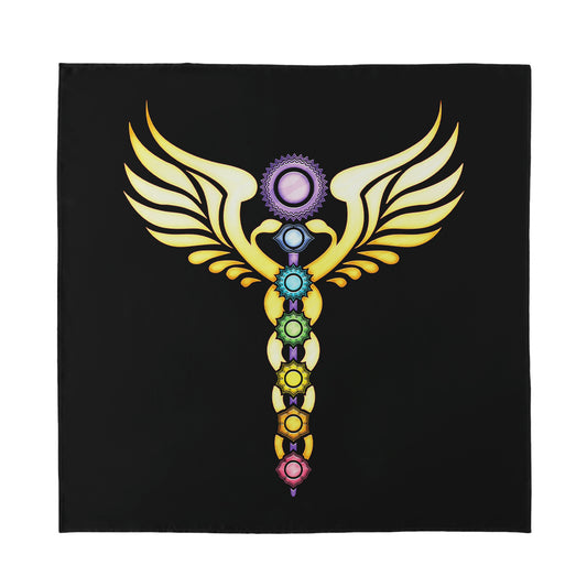 The Seven Chakras Caduceus Print Silk Bandana