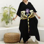The Seven Chakras Caduceus Print Silk V-Neck Kaftan Dress