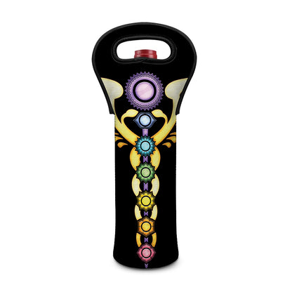 The Seven Chakras Caduceus Print Single Neoprene Wine Tote