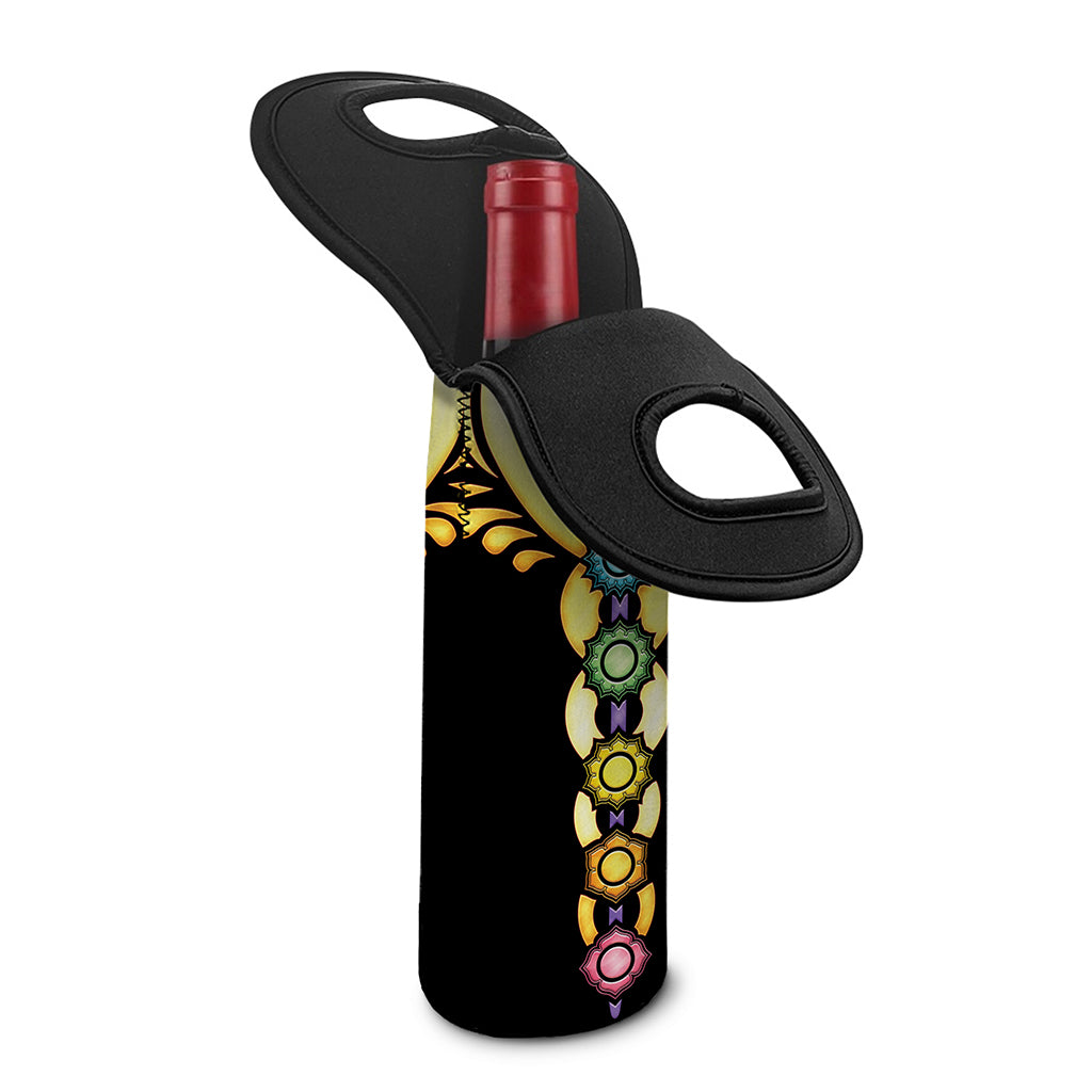The Seven Chakras Caduceus Print Single Neoprene Wine Tote