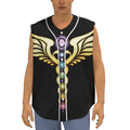 The Seven Chakras Caduceus Print Sleeveless Baseball Jersey