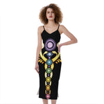 The Seven Chakras Caduceus Print Slim Fit Midi Cami Dress
