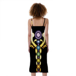 The Seven Chakras Caduceus Print Slim Fit Midi Cami Dress