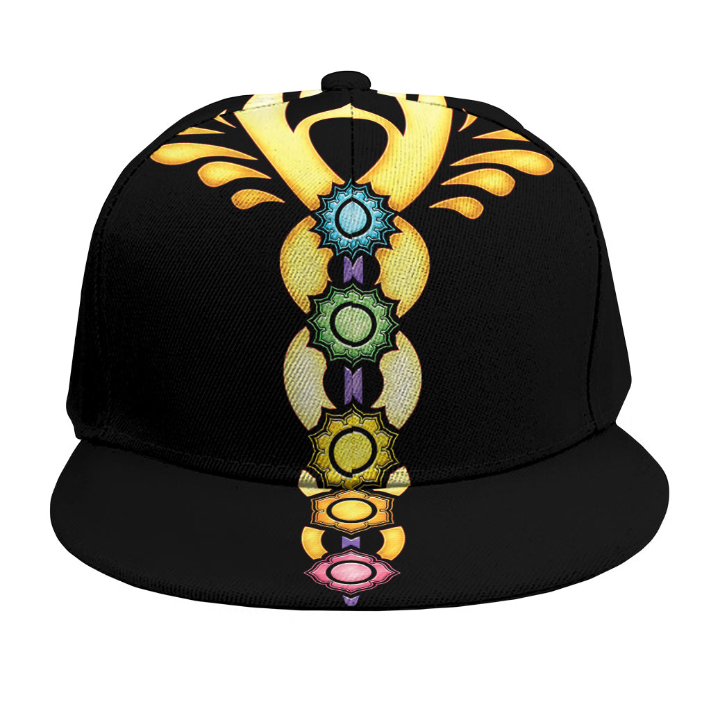 The Seven Chakras Caduceus Print Snapback Cap