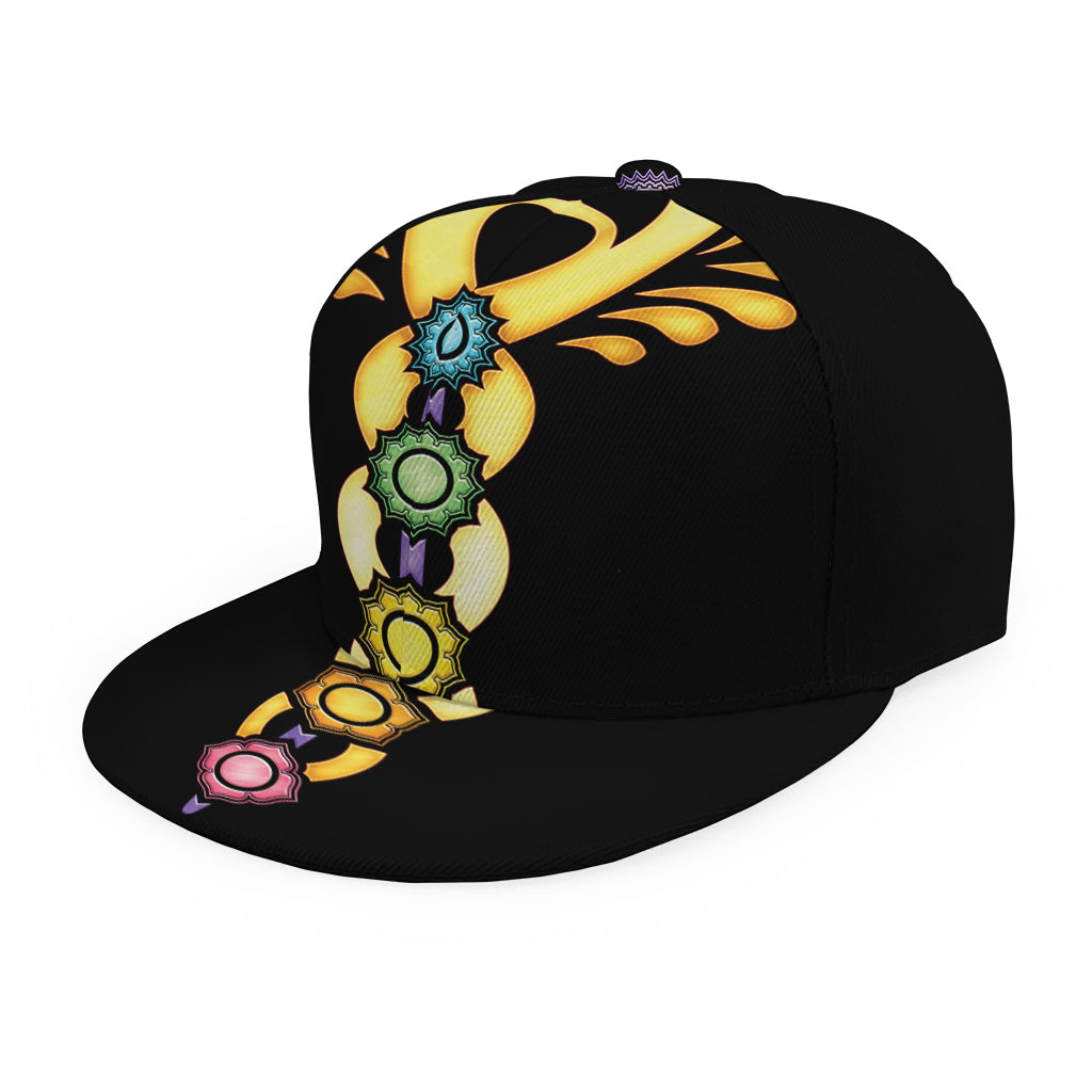 The Seven Chakras Caduceus Print Snapback Cap