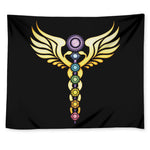 The Seven Chakras Caduceus Print Tapestry