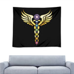 The Seven Chakras Caduceus Print Tapestry