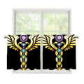The Seven Chakras Caduceus Print Tier Curtains