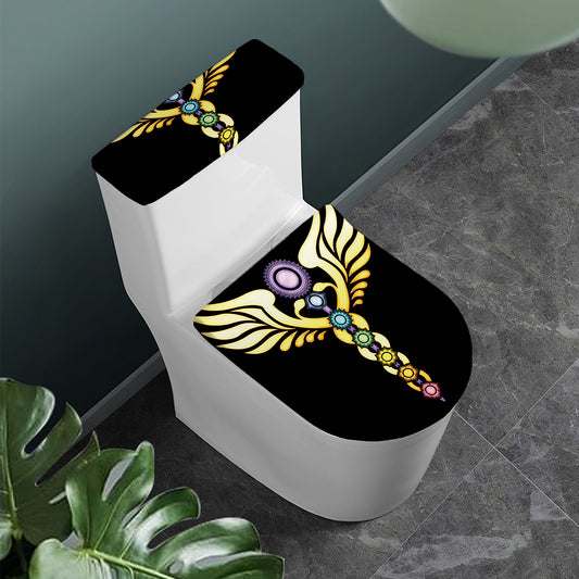 The Seven Chakras Caduceus Print Toilet Lid And Tank Cover Set