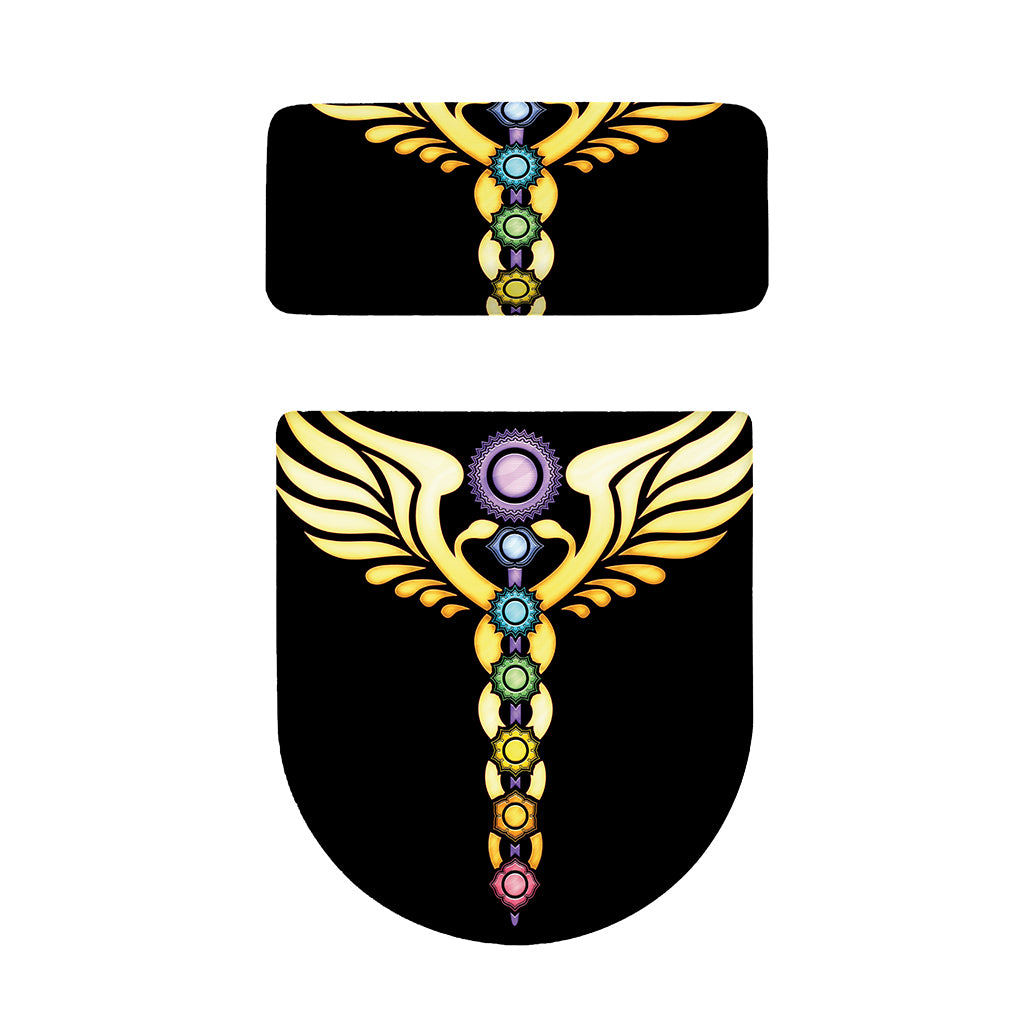 The Seven Chakras Caduceus Print Toilet Lid And Tank Cover Set
