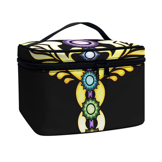 The Seven Chakras Caduceus Print Travel Makeup Bag