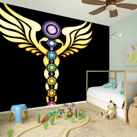 The Seven Chakras Caduceus Print Wall Sticker