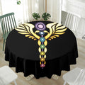The Seven Chakras Caduceus Print Waterproof Round Tablecloth