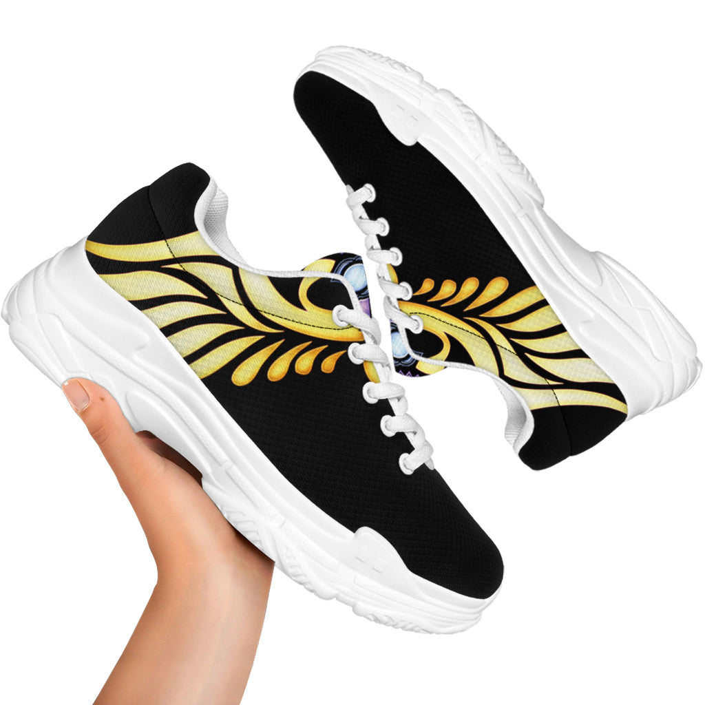 The Seven Chakras Caduceus Print White Chunky Shoes