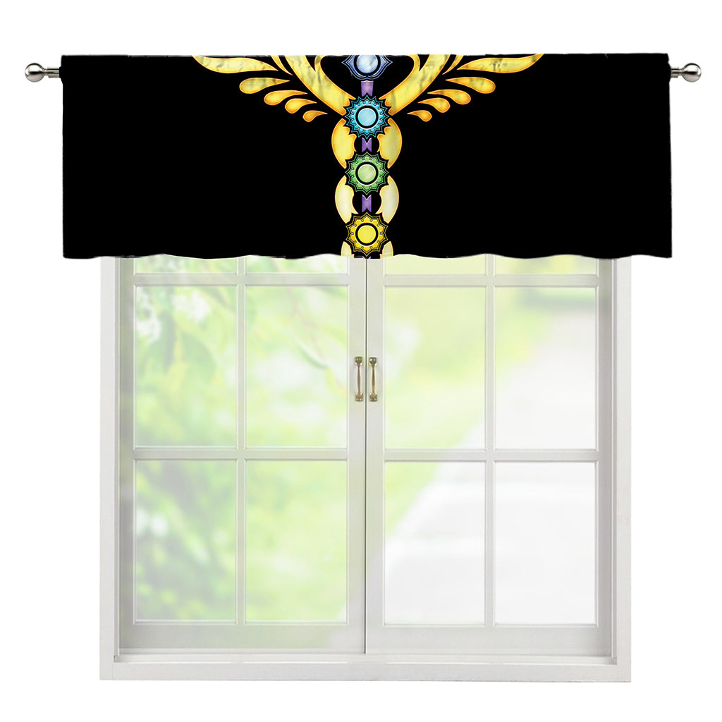 The Seven Chakras Caduceus Print Window Valance