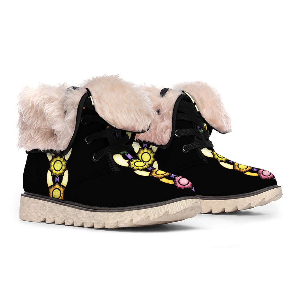 The Seven Chakras Caduceus Print Winter Boots