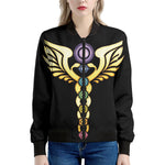 The Seven Chakras Caduceus Print Women's Bomber Jacket