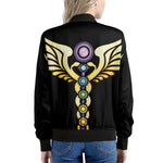 The Seven Chakras Caduceus Print Women's Bomber Jacket