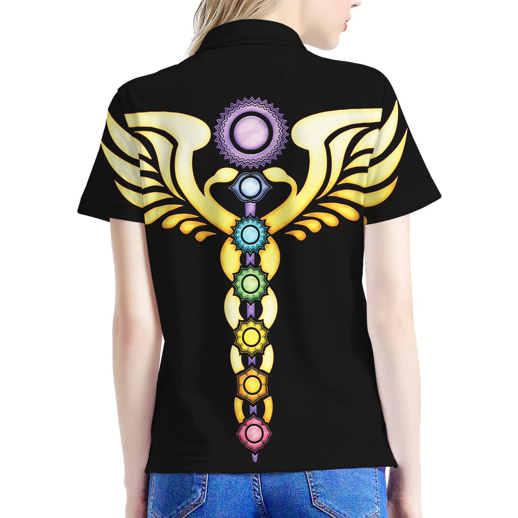 The Seven Chakras Caduceus Print Women's Polo Shirt