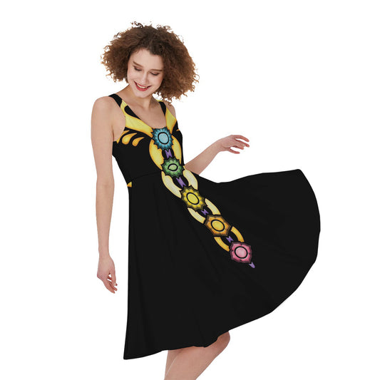 The Seven Chakras Caduceus Print Women's Sleeveless Dress