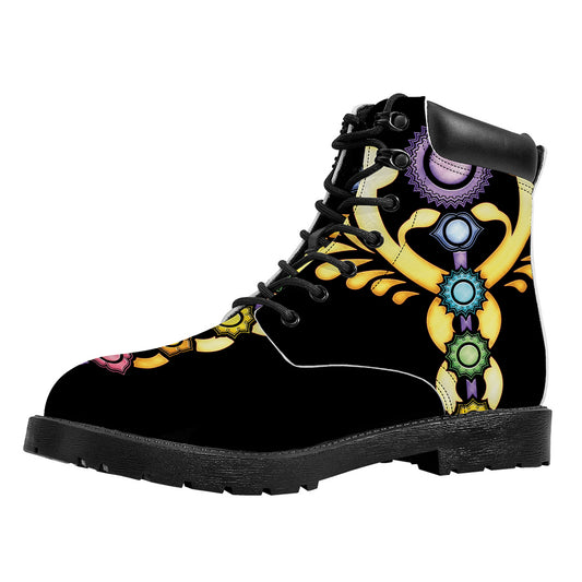 The Seven Chakras Caduceus Print Work Boots