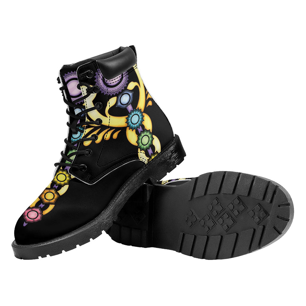 The Seven Chakras Caduceus Print Work Boots