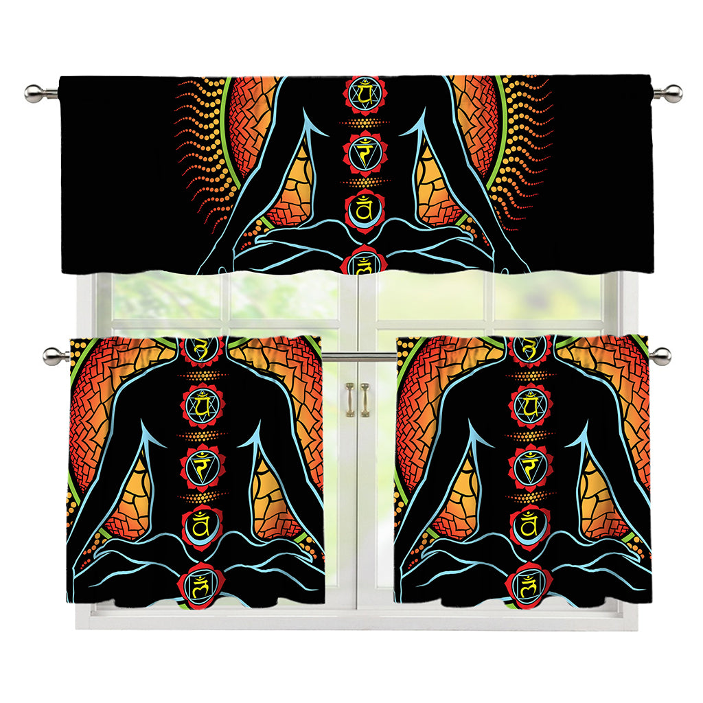 The Seven Chakras Print 3 Piece Kitchen Curtains