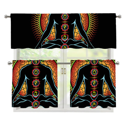 The Seven Chakras Print 3 Piece Kitchen Curtains