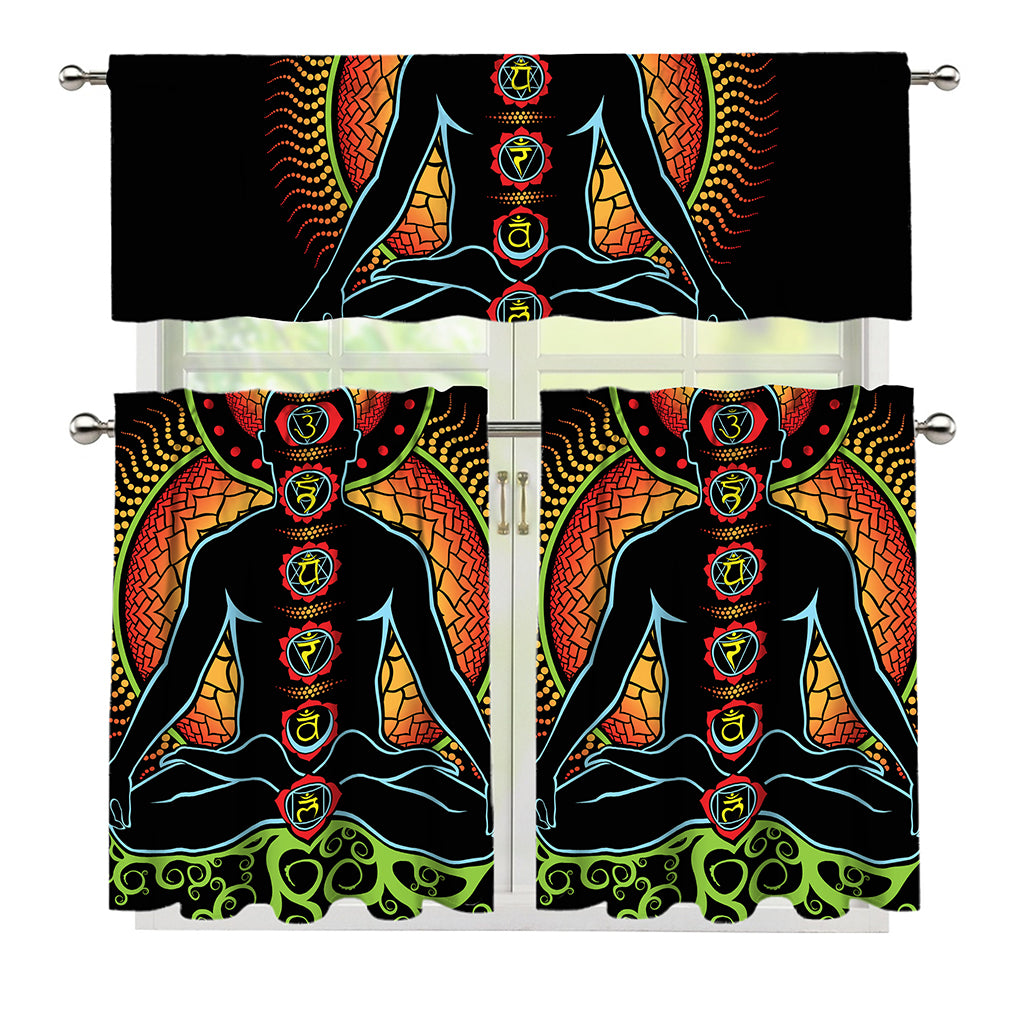 The Seven Chakras Print 3 Piece Kitchen Curtains