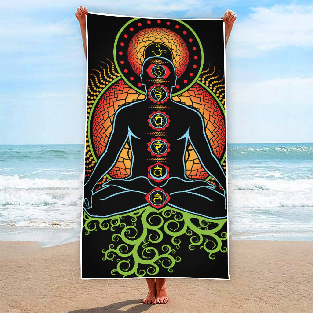 The Seven Chakras Print Beach Towel