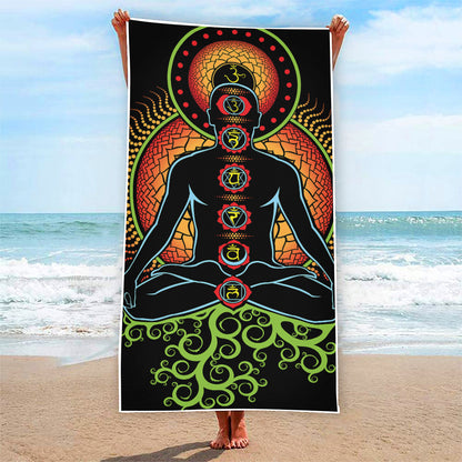 The Seven Chakras Print Beach Towel